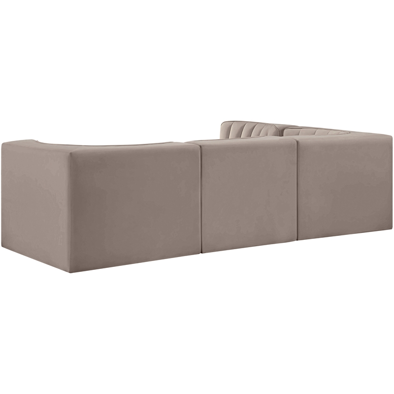 Meridian Furniture Rummi Taupe Velvet Performance Fabric 4pc. Modular Sectional