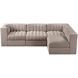 Meridian Furniture Rummi Taupe Velvet Performance Fabric 4pc. Modular Sectional