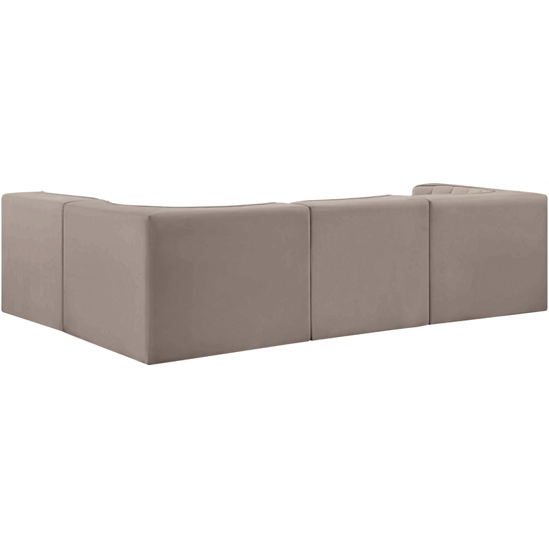 Meridian Furniture Rummi Taupe Velvet Performance Fabric 4pc. Modular Sectional