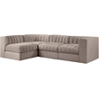 Meridian Furniture Rummi Taupe Velvet Performance Fabric 4pc. Modular Sectional