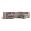 Meridian Furniture Rummi Taupe Velvet Performance Fabric 4pc. Modular Sectional