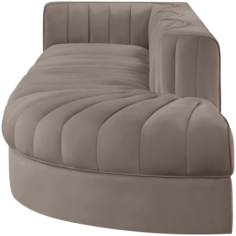Meridian Furniture Rummi Taupe Velvet Performance Fabric 4pc. Modular Sectional