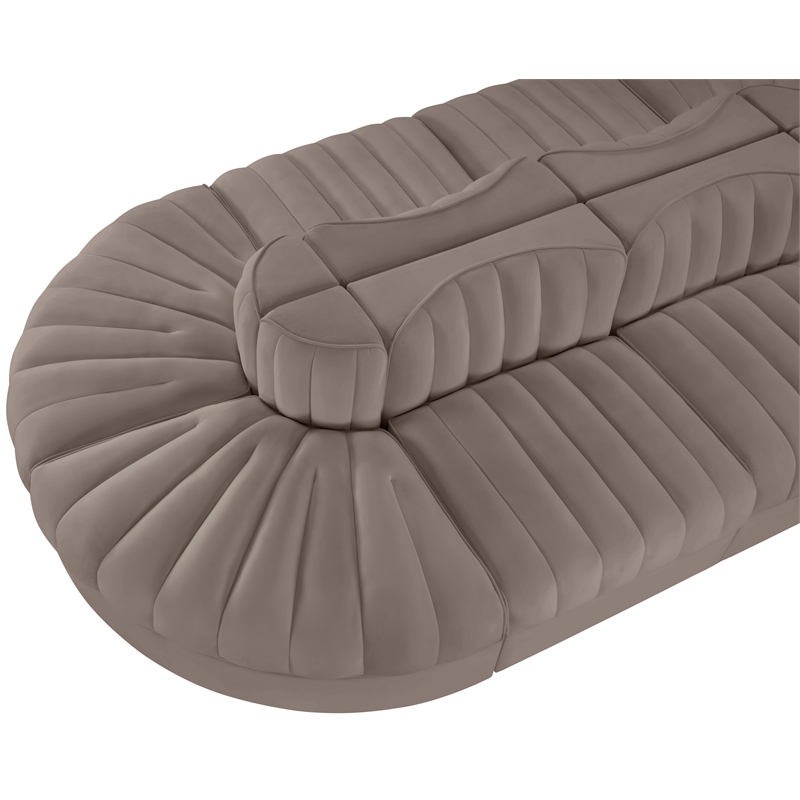Meridian Furniture Rummi Taupe Velvet Performance Fabric 8pc. Modular Sectional