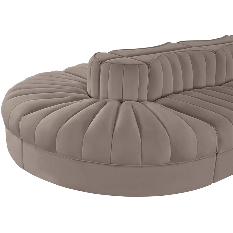 Meridian Furniture Rummi Taupe Velvet Performance Fabric 8pc. Modular Sectional
