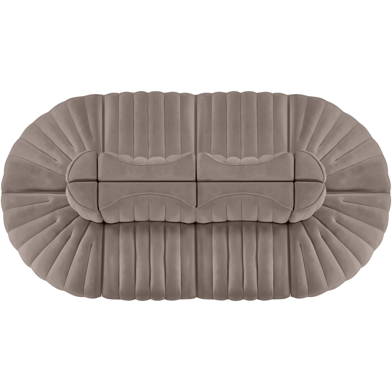 Meridian Furniture Rummi Taupe Velvet Performance Fabric 8pc. Modular Sectional