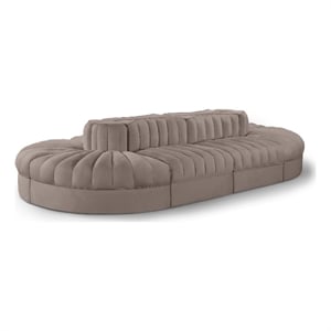 Meridian Furniture Rummi Taupe Velvet Performance Fabric 8pc. Modular Sectional