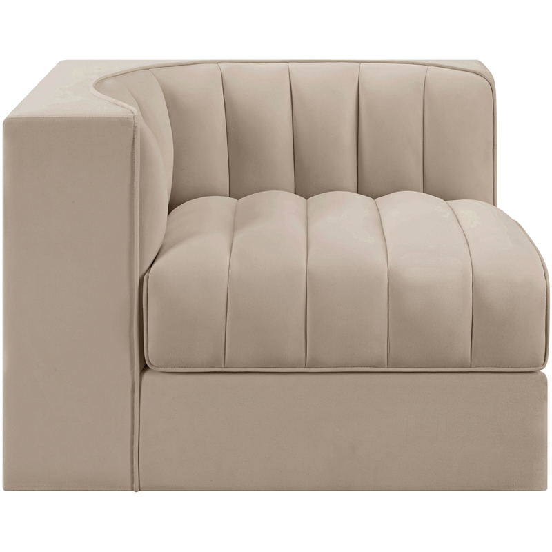 Meridian Furniture Rummi Beige Velvet Performance Fabric Corner Chair