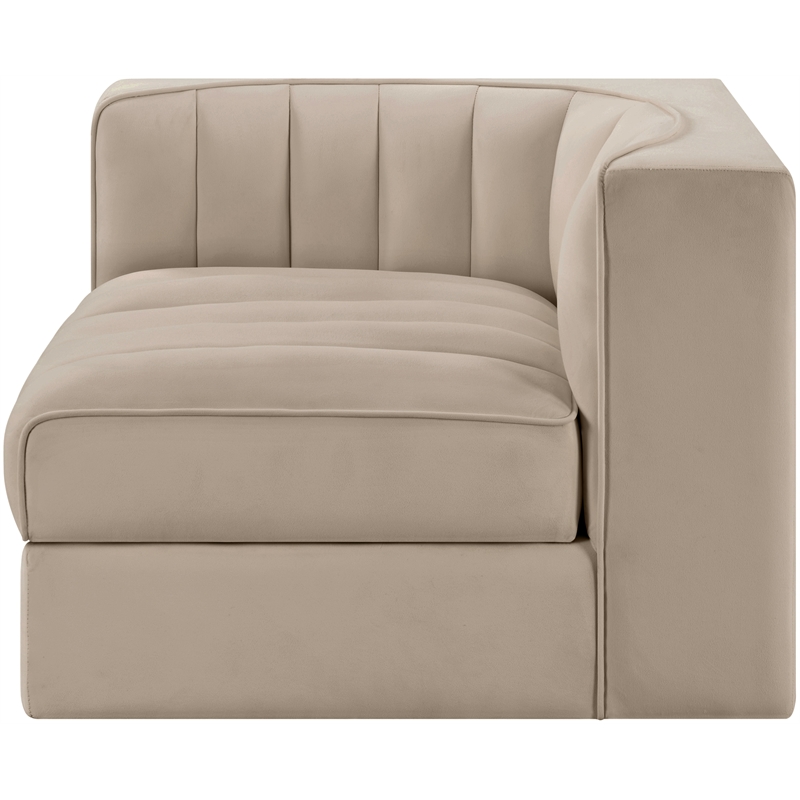 Meridian Furniture Rummi Beige Velvet Performance Fabric Corner Chair
