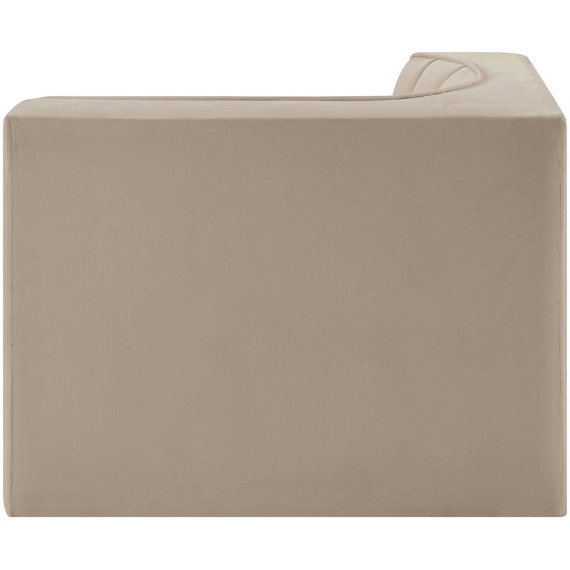 Meridian Furniture Rummi Beige Velvet Performance Fabric Corner Chair