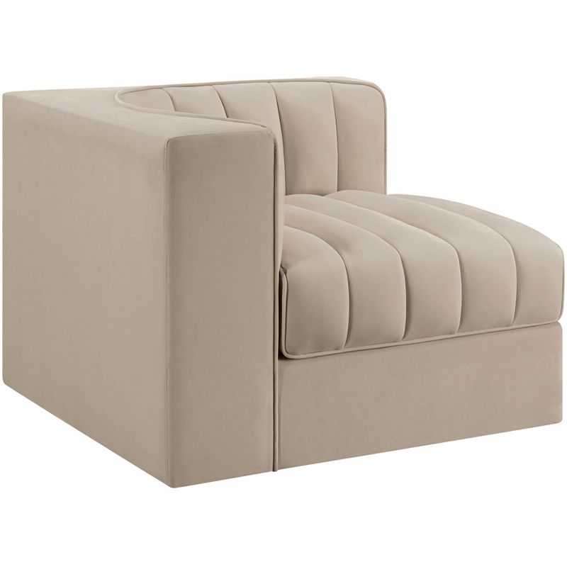 Meridian Furniture Rummi Beige Velvet Performance Fabric Corner Chair