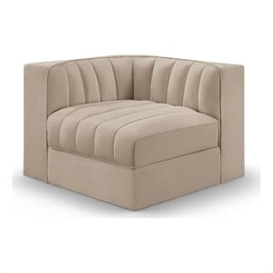 Meridian Furniture Rummi Beige Velvet Performance Fabric Corner Chair