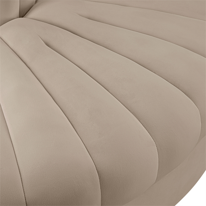 Meridian Furniture Rummi Beige Velvet Performance Fabric Reverse Corner Chair