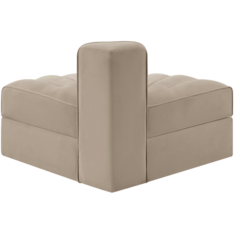 Meridian Furniture Rummi Beige Velvet Performance Fabric Reverse Corner Chair