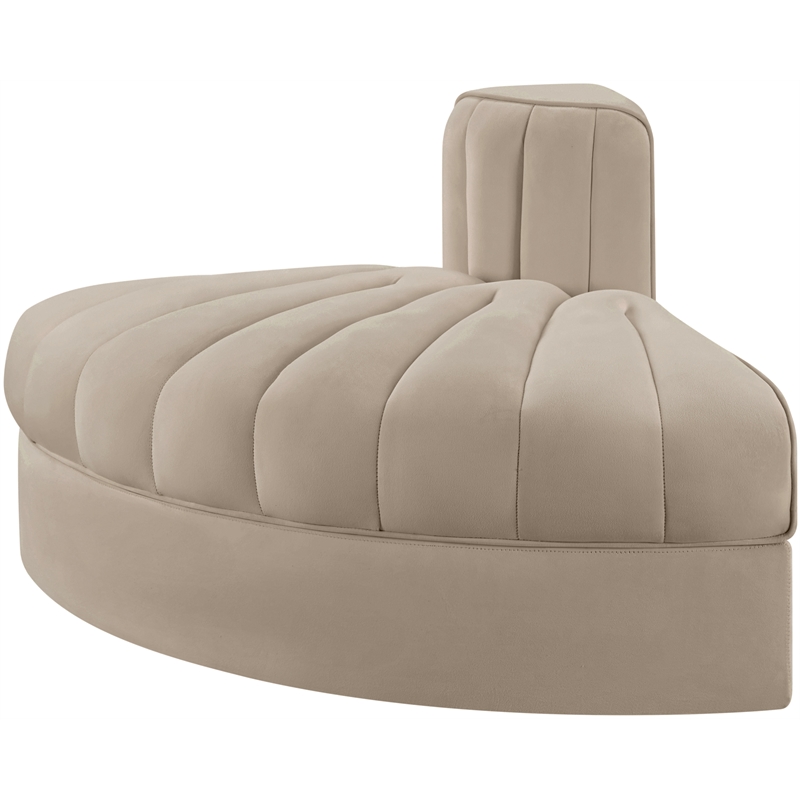 Meridian Furniture Rummi Beige Velvet Performance Fabric Reverse Corner Chair
