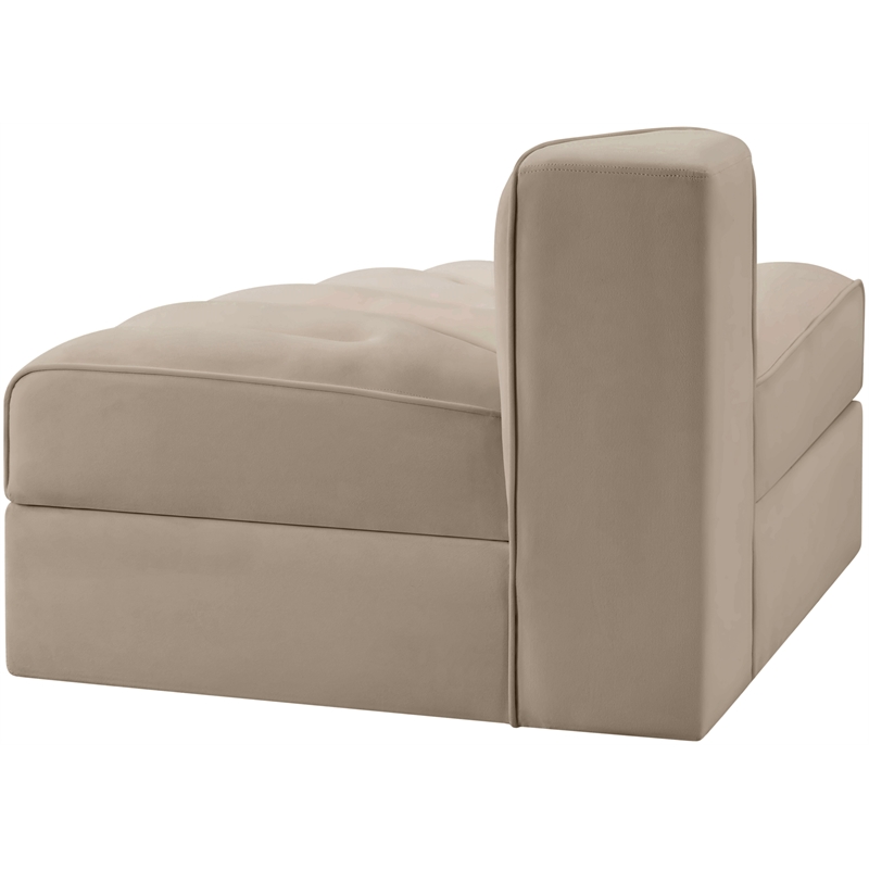 Meridian Furniture Rummi Beige Velvet Performance Fabric Reverse Corner Chair