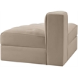 Meridian Furniture Rummi Beige Velvet Performance Fabric Reverse Corner Chair