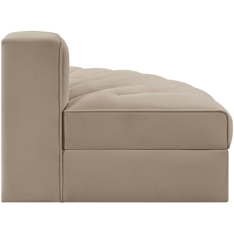 Meridian Furniture Rummi Beige Velvet Performance Fabric Reverse Corner Chair
