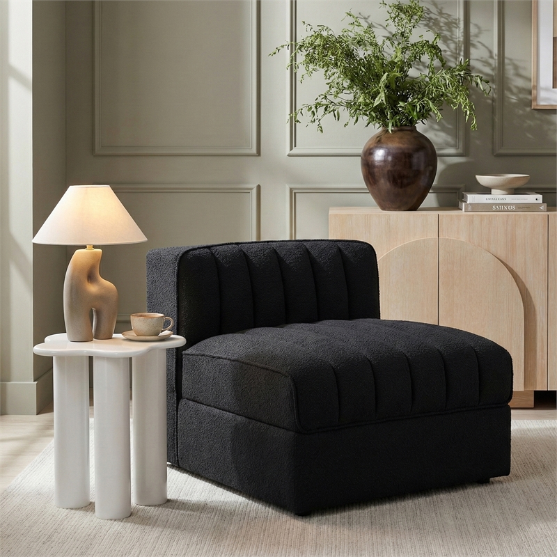 Meridian Furniture Rummi Black Velvet Performance Fabric Armless Chair