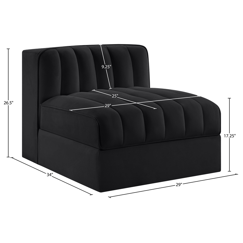 Meridian Furniture Rummi Black Velvet Performance Fabric Armless Chair