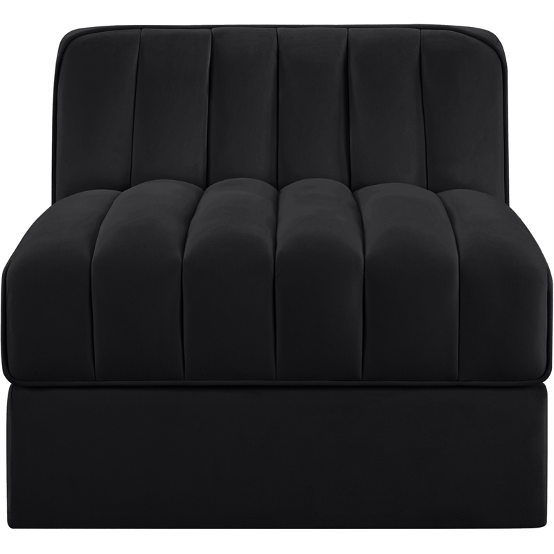 Meridian Furniture Rummi Black Velvet Performance Fabric Armless Chair
