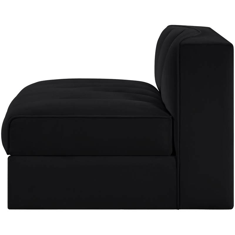 Meridian Furniture Rummi Black Velvet Performance Fabric Armless Chair