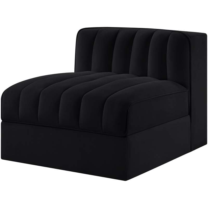 Meridian Furniture Rummi Black Velvet Performance Fabric Armless Chair