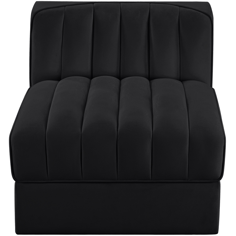 Meridian Furniture Rummi Black Velvet Performance Fabric Armless Chair