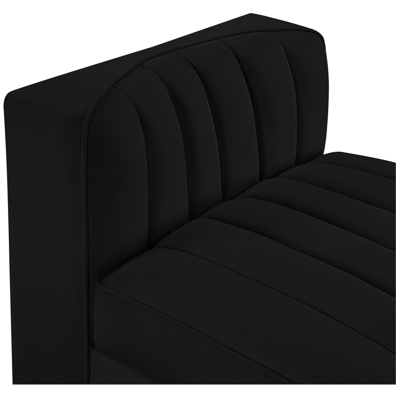 Meridian Furniture Rummi Black Velvet Performance Fabric Armless Chair