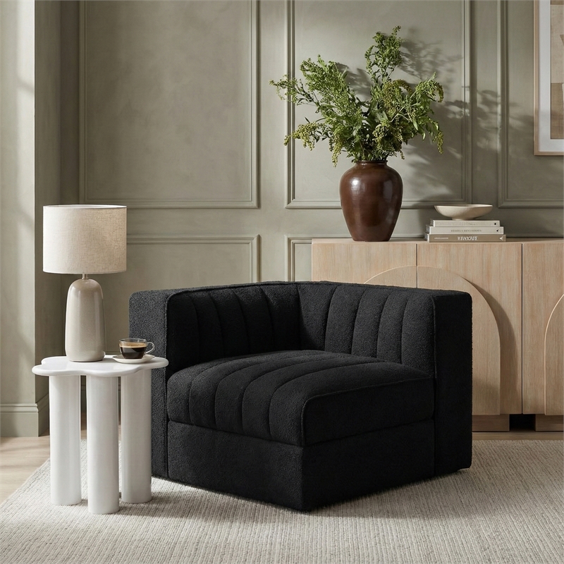 Meridian Furniture Rummi Black Velvet Performance Fabric Corner Chair