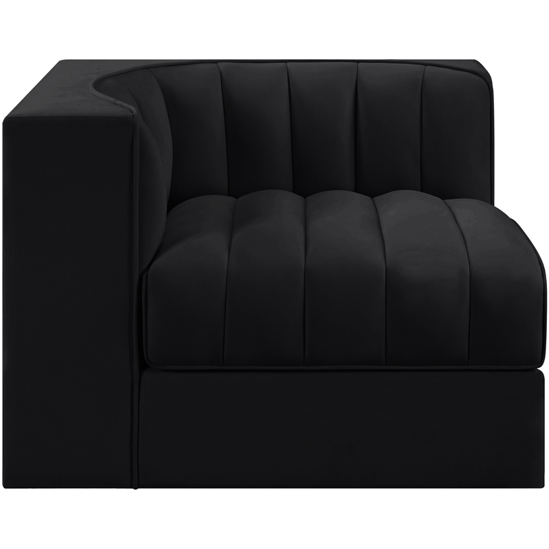 Meridian Furniture Rummi Black Velvet Performance Fabric Corner Chair
