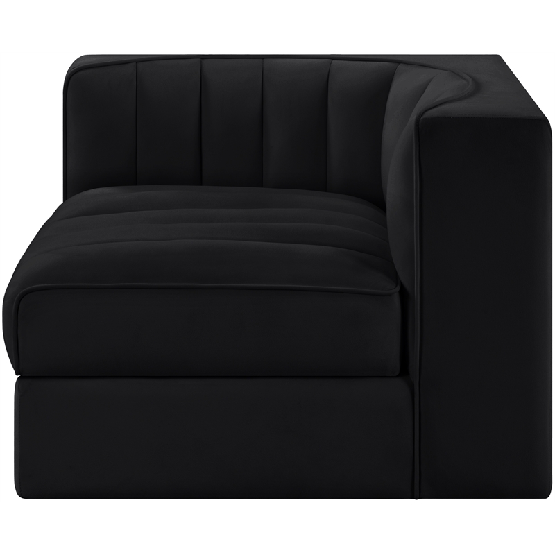 Meridian Furniture Rummi Black Velvet Performance Fabric Corner Chair