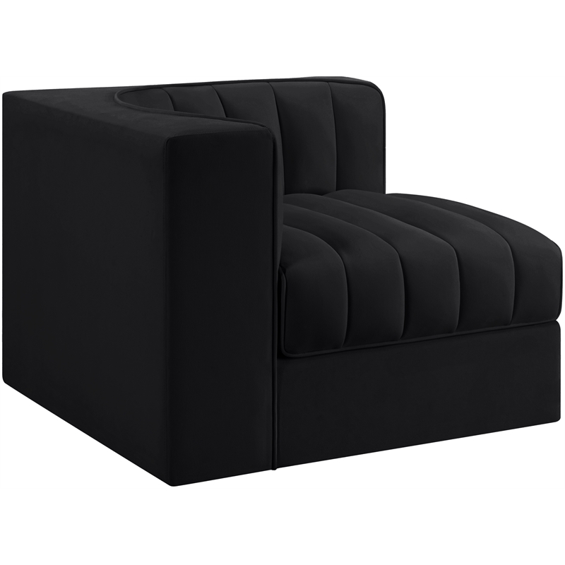 Meridian Furniture Rummi Black Velvet Performance Fabric Corner Chair