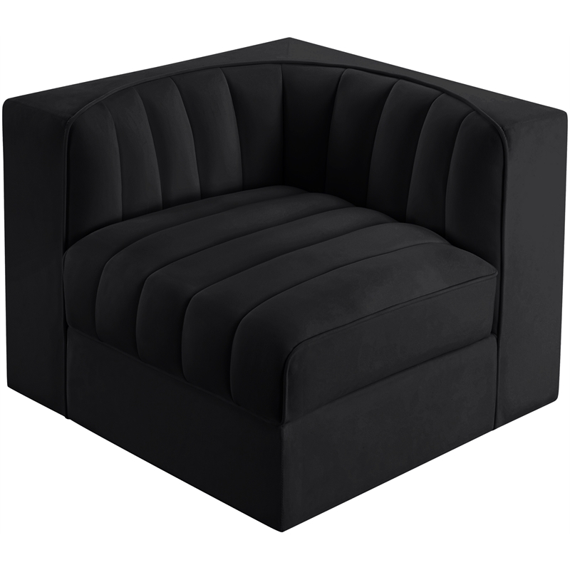 Meridian Furniture Rummi Black Velvet Performance Fabric Corner Chair