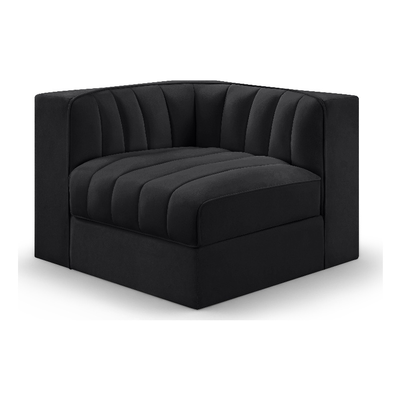 Meridian Furniture Rummi Black Velvet Performance Fabric Corner Chair