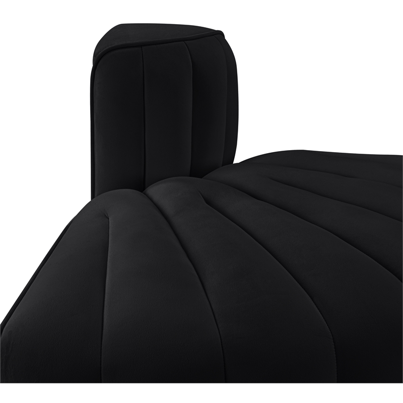 Meridian Furniture Rummi Black Velvet Performance Fabric Reverse Corner Chair