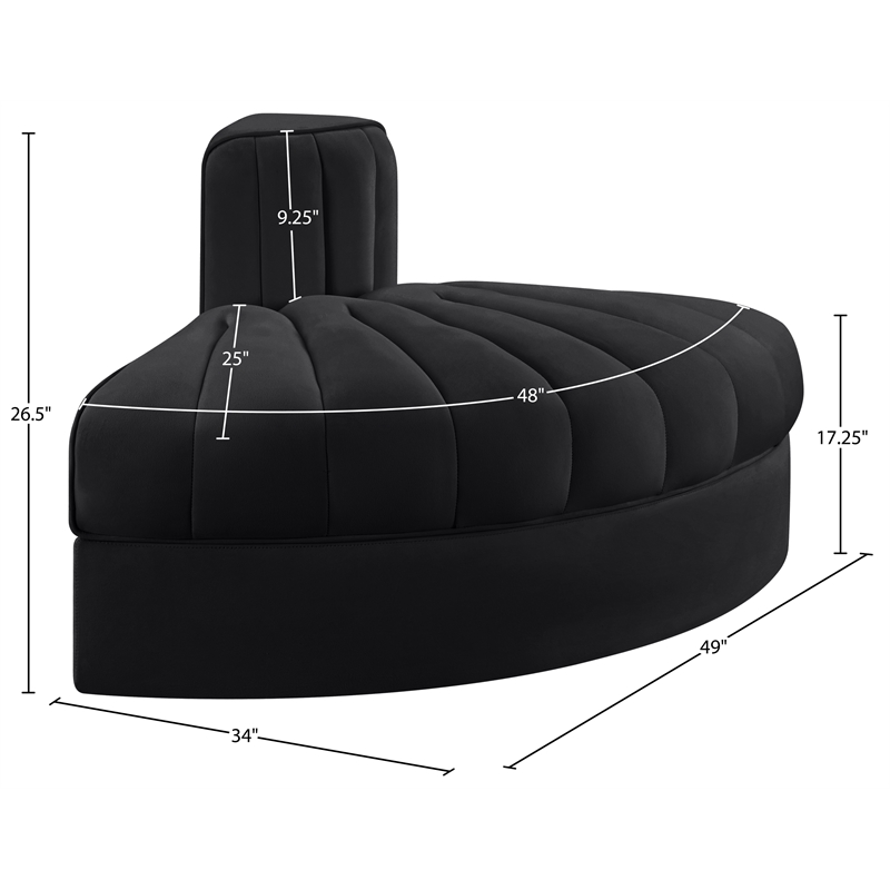 Meridian Furniture Rummi Black Velvet Performance Fabric Reverse Corner Chair