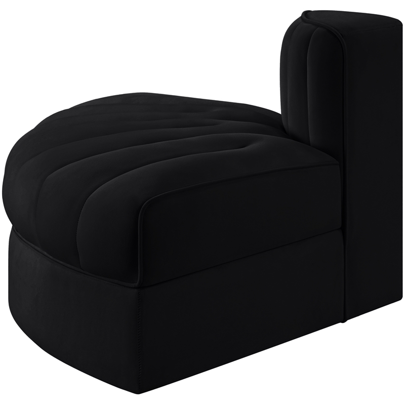 Meridian Furniture Rummi Black Velvet Performance Fabric Reverse Corner Chair