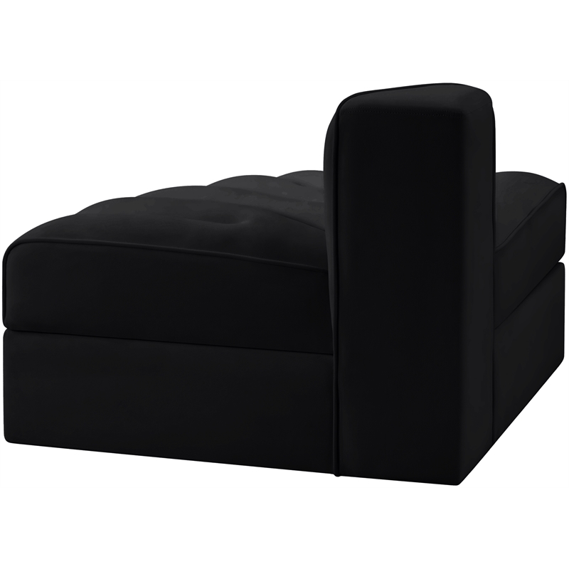 Meridian Furniture Rummi Black Velvet Performance Fabric Reverse Corner Chair