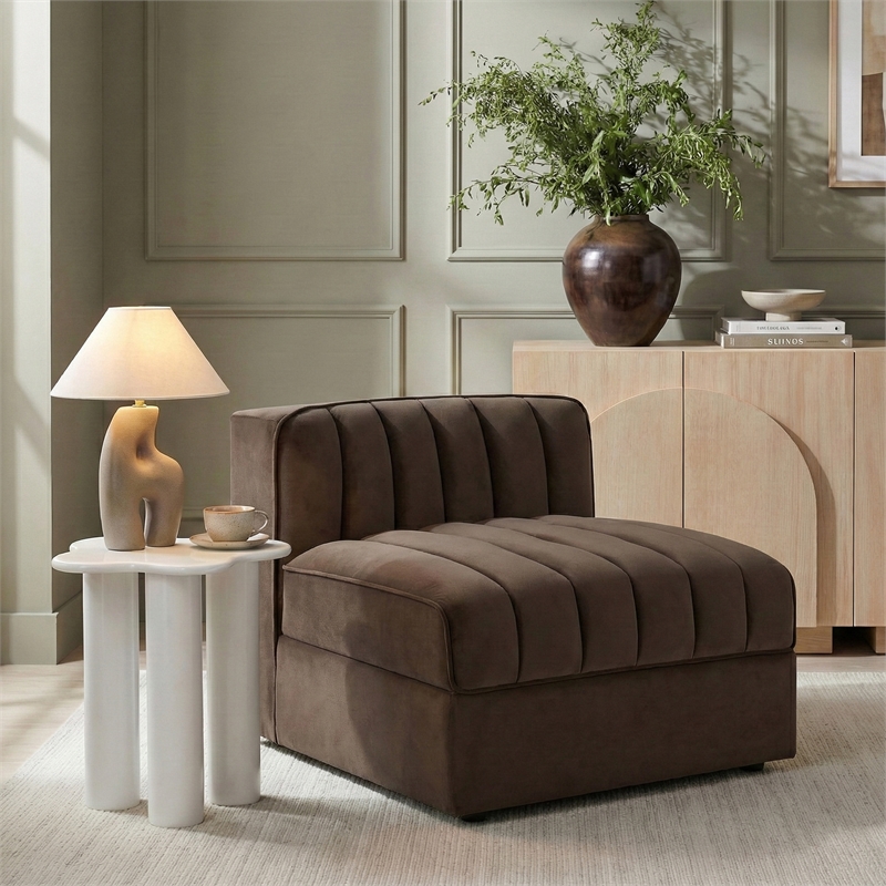 Meridian Furniture Rummi Brown Velvet Performance Fabric Armless Chair