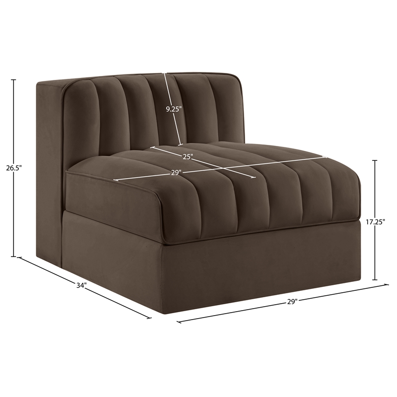 Meridian Furniture Rummi Brown Velvet Performance Fabric Armless Chair