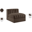 Meridian Furniture Rummi Brown Velvet Performance Fabric Armless Chair