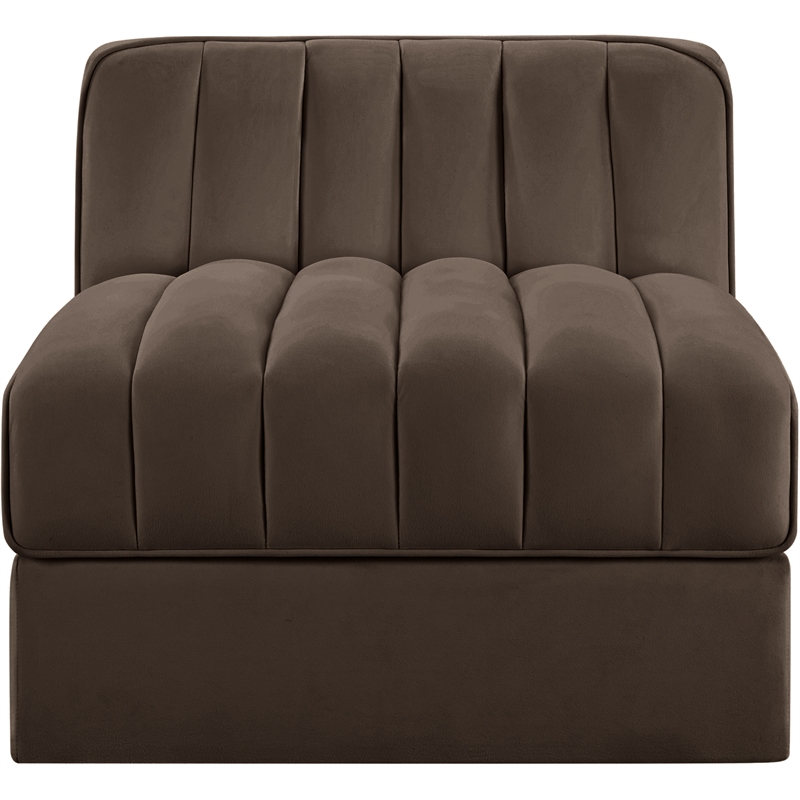 Meridian Furniture Rummi Brown Velvet Performance Fabric Armless Chair