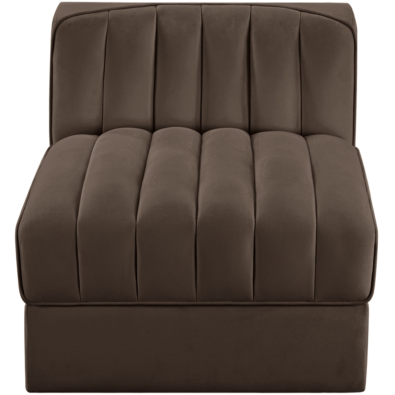Meridian Furniture Rummi Brown Velvet Performance Fabric Armless Chair