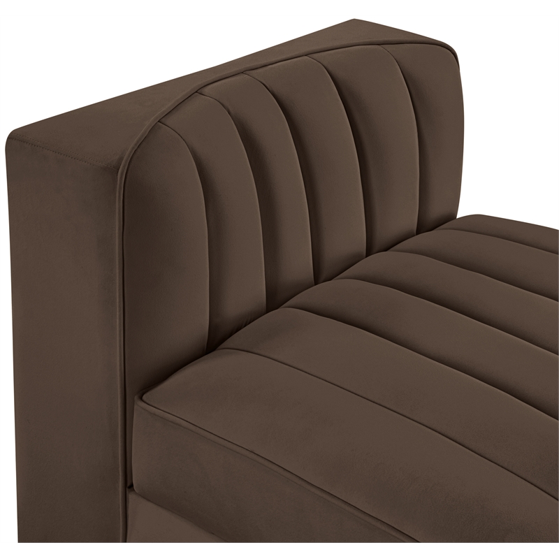 Meridian Furniture Rummi Brown Velvet Performance Fabric Armless Chair