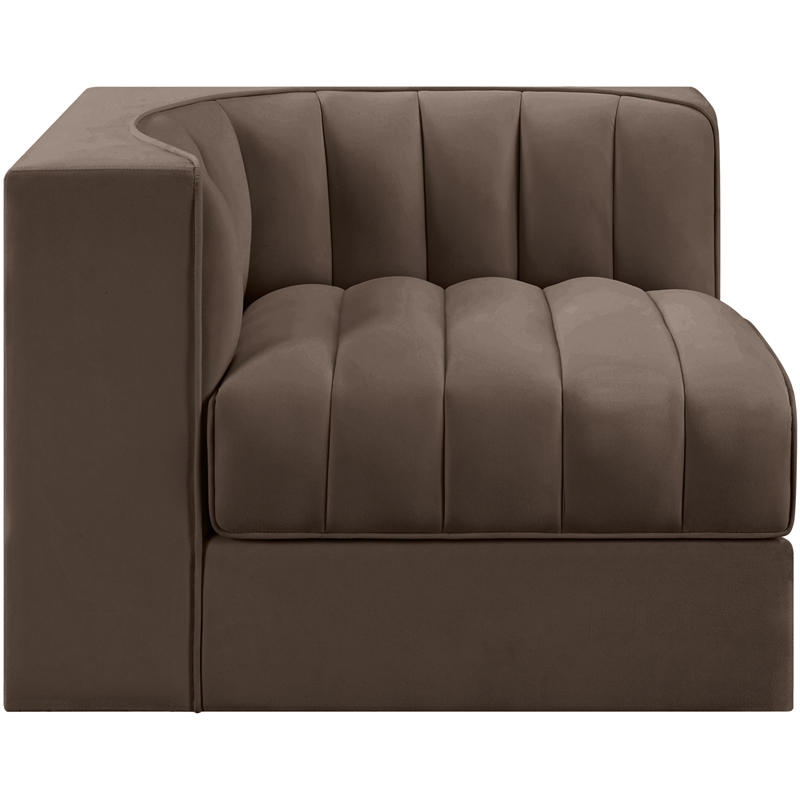 Meridian Furniture Rummi Brown Velvet Performance Fabric Corner Chair