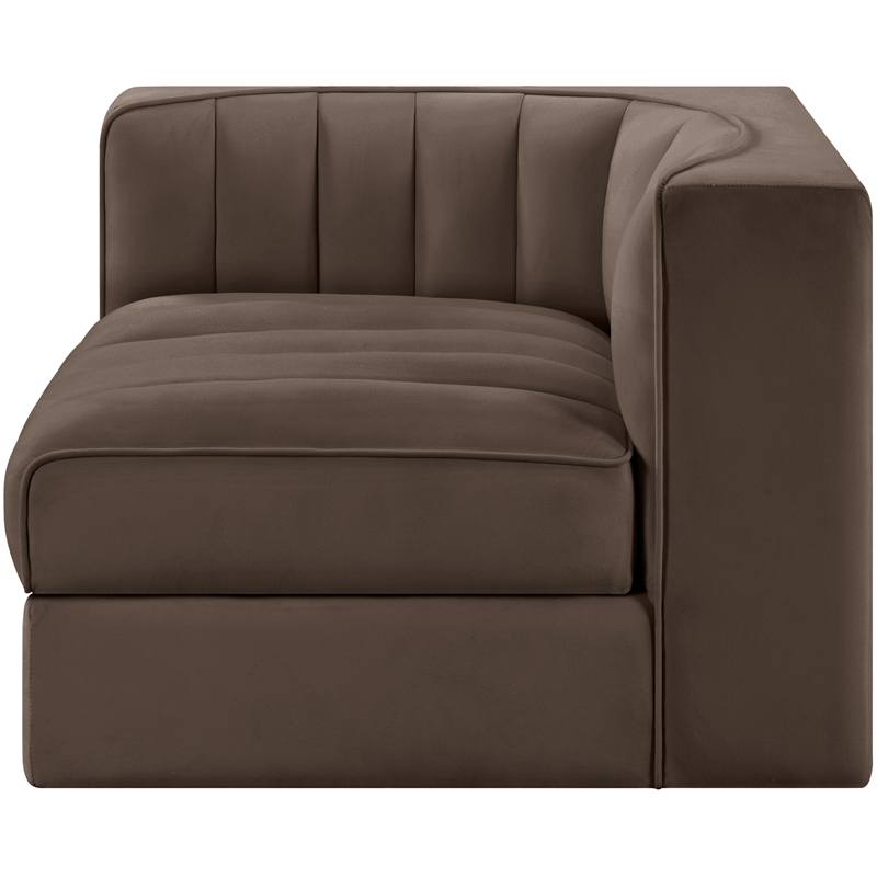Meridian Furniture Rummi Brown Velvet Performance Fabric Corner Chair