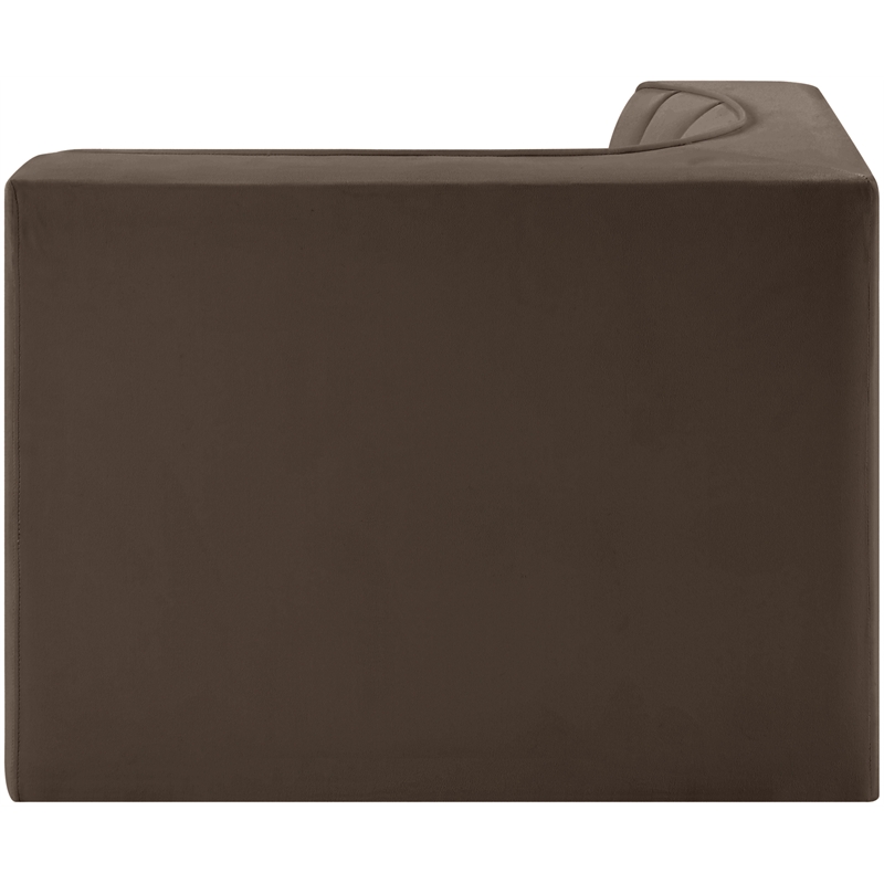 Meridian Furniture Rummi Brown Velvet Performance Fabric Corner Chair