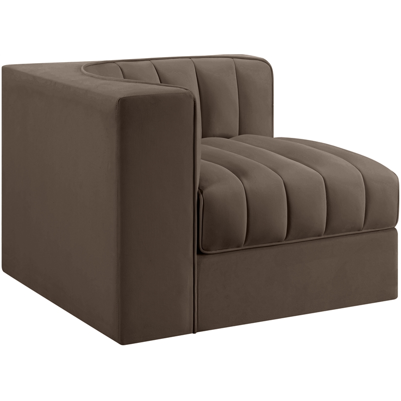 Meridian Furniture Rummi Brown Velvet Performance Fabric Corner Chair