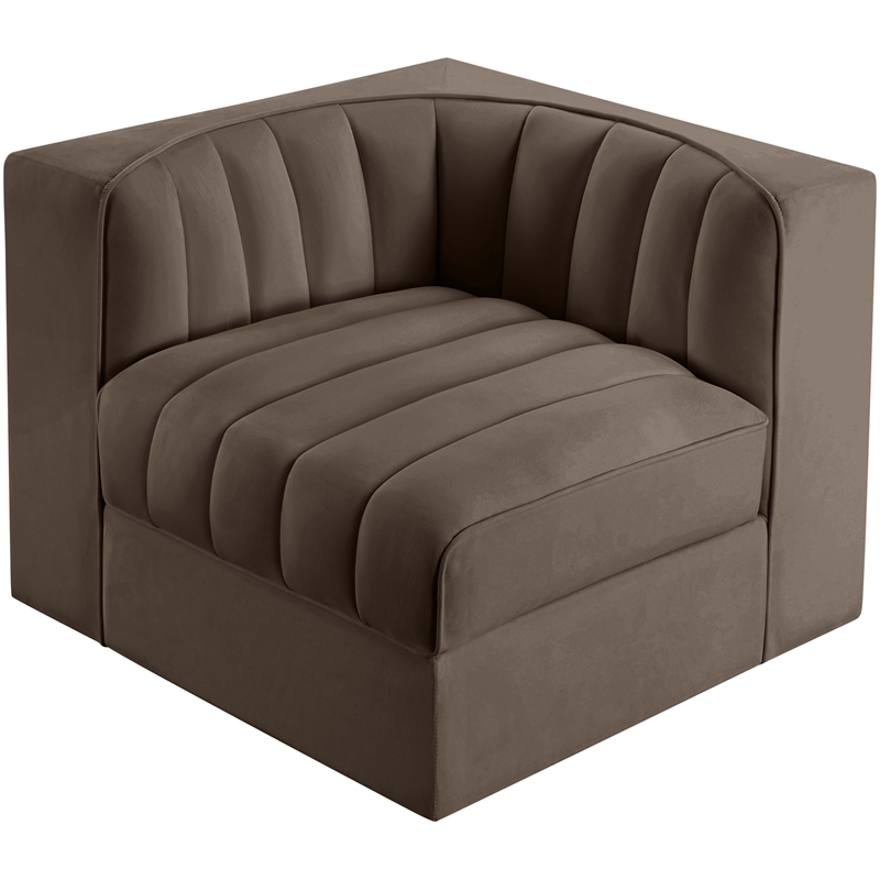 Meridian Furniture Rummi Brown Velvet Performance Fabric Corner Chair