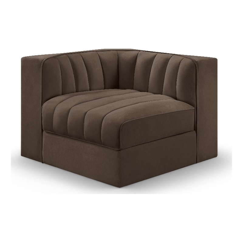 Meridian Furniture Rummi Brown Velvet Performance Fabric Corner Chair